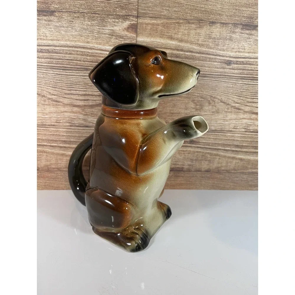 Vintage Erphila Majolica Dachshund Weiner‎ Dog Teapot Germany 6703 B Full Mark